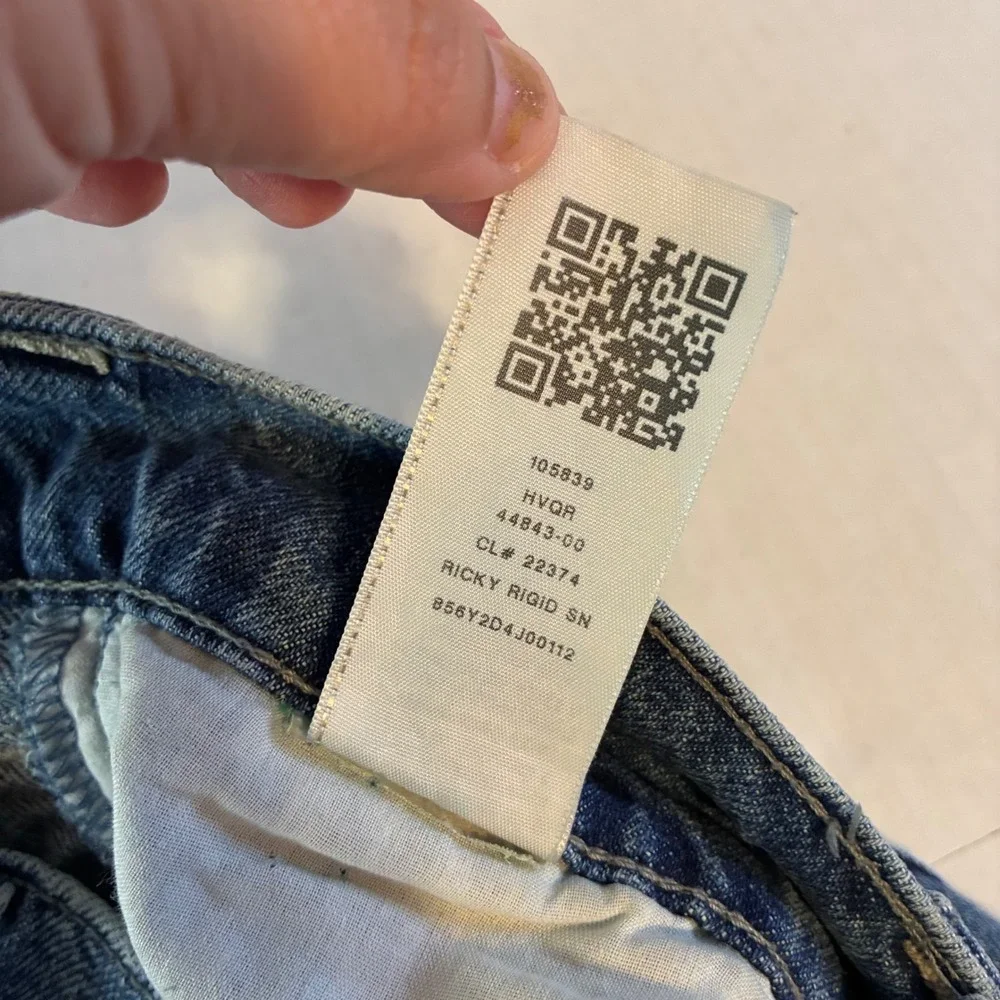 True Religion Ricky Relaxed Straight Distressed Blue Denim Jeans Mens Size 28x32